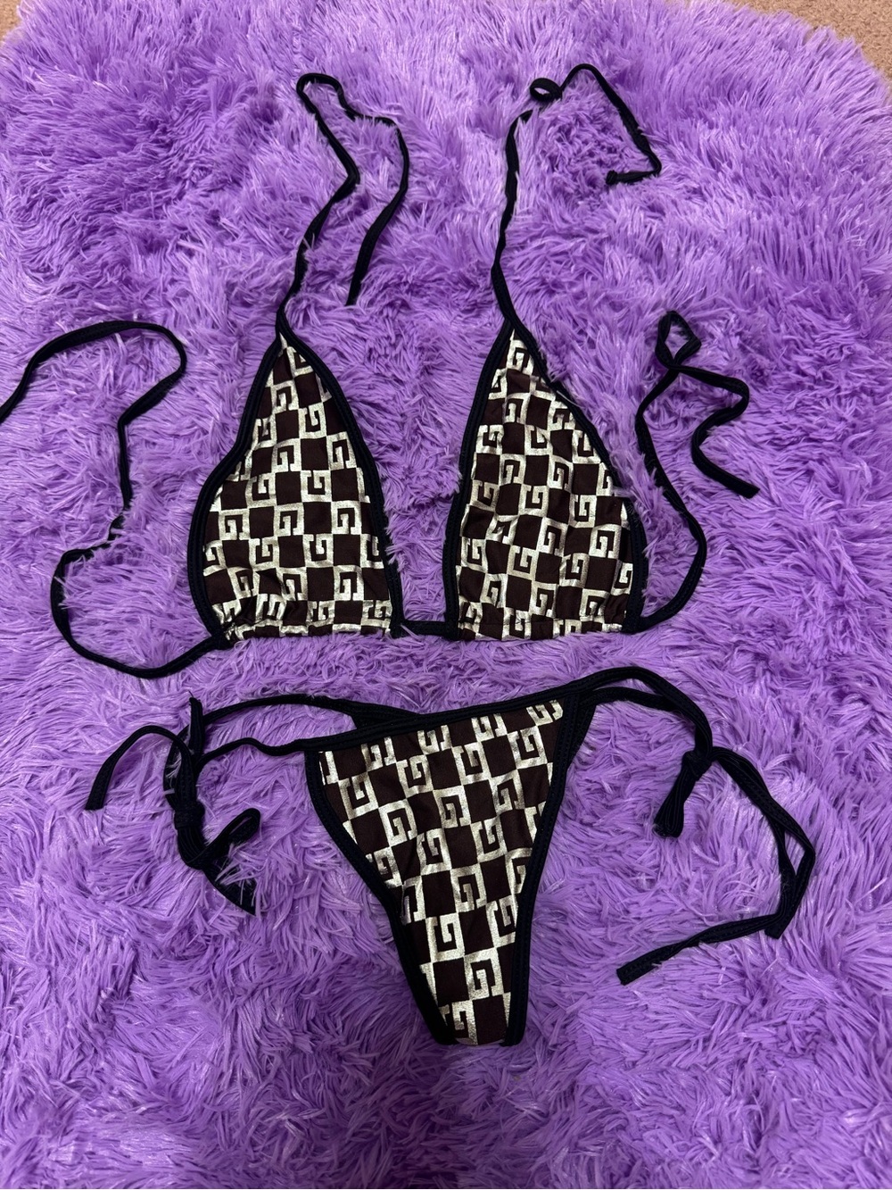 New Small black gold bikini swimsuit y2k goth emo festivalrave dance metallic